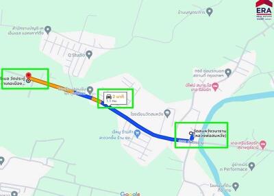 Map showing local landmarks and distances