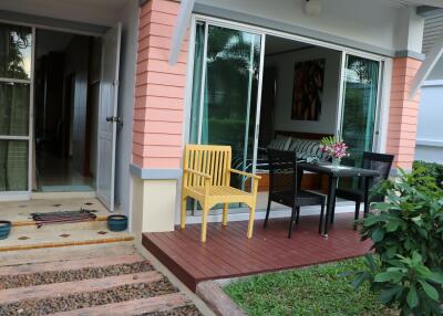 Outdoor patio with furniture