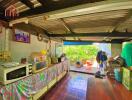 Spacious kitchen with appliances and outdoor view