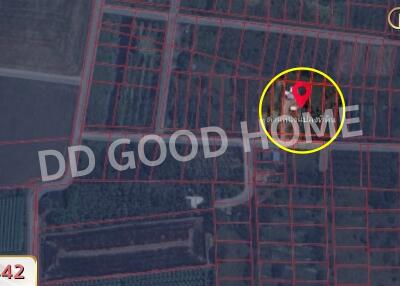 aerial view of land plot with marked location