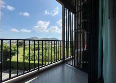 Scenic balcony with mountain view