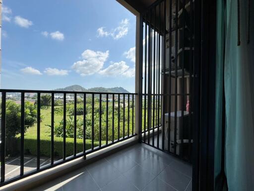 Scenic balcony with mountain view