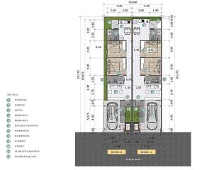 floor plan of a two-story residential building with multiple rooms.