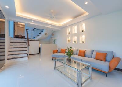 Modern living room with staircase