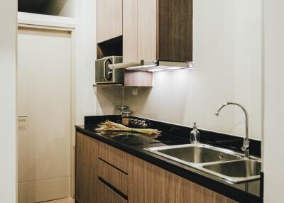 Modern kitchen with wooden cabinets