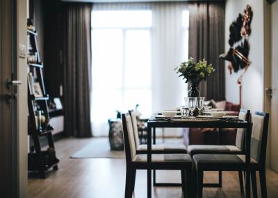 Dining table and chairs in a modern living area