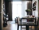 Dining table and chairs in a modern living area