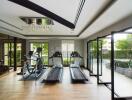 Modern gym with treadmills and exercise equipment