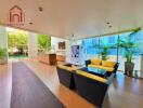 Spacious lobby with modern seating and natural lighting