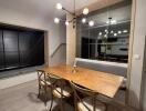 Modern dining room with wooden table and chairs