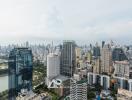 Skyline view of a city with various high-rise buildings