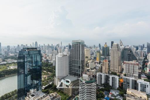 Skyline view of a city with various high-rise buildings