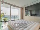 Modern bedroom with large windows and balcony view