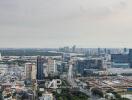 Aerial view of an urban city with buildings and roads