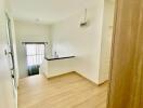 Bright living area with wooden flooring