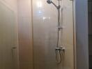 Shower area with glass enclosure