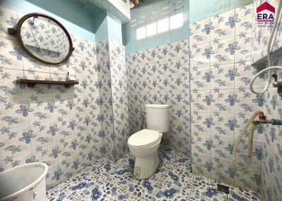 Bathroom with floral tile design