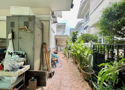 Outdoor area with plants and storage space