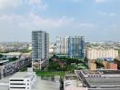 View of residential and commercial buildings from an elevated point