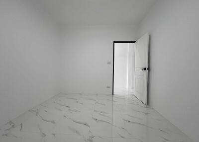Minimalistic empty room with marble floor