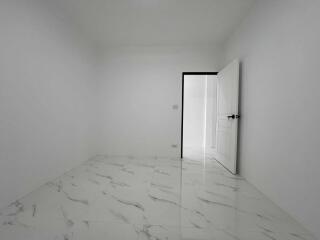 Minimalistic empty room with marble floor