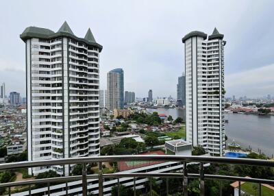 View of modern high-rise buildings and river