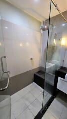 Modern bathroom with glass shower enclosure