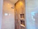 Modern bathroom with tiled shower