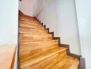 Wooden staircase in a modern home