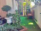 Lush greenery with plants and lawn area