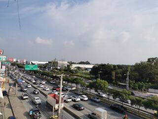 View of busy street with traffic from higher vantage point