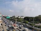 View of busy street with traffic from higher vantage point