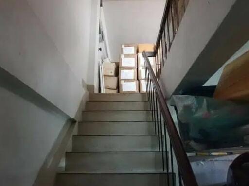 Indoor staircase with boxes