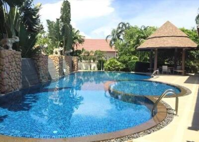 Outdoor swimming pool with gazebo