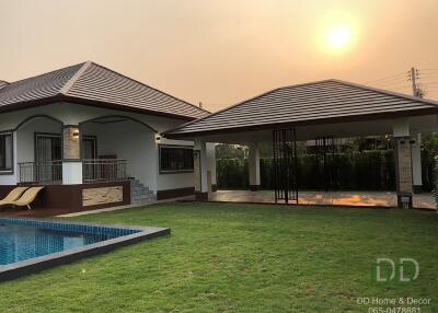 Modern house with pool and yard