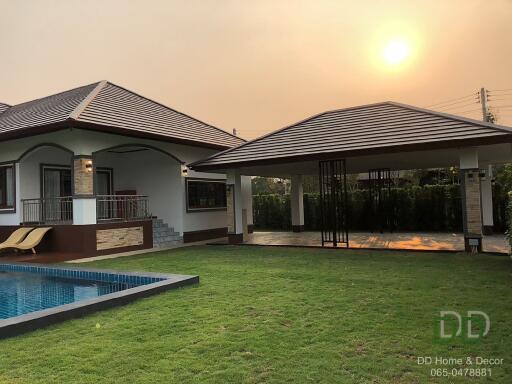 Modern house with pool and yard