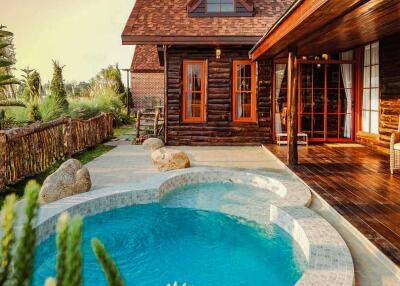 California Style Wooden Cottage Pool Villa In Mae On