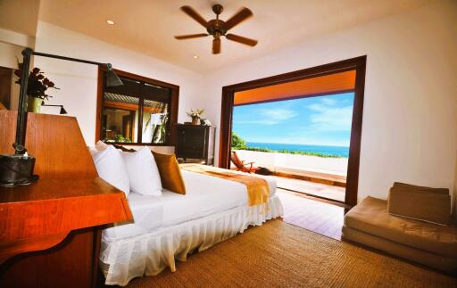 Spacious bedroom with ocean view