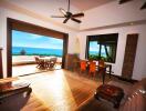 Spacious living room with ocean view