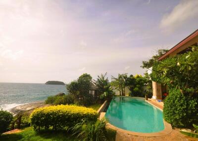 Scenic view of an outdoor pool with ocean view