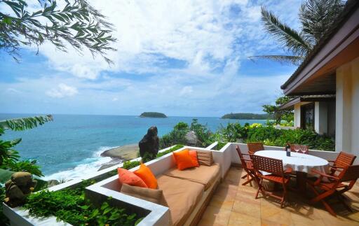 Scenic outdoor patio with ocean view