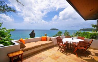 Outdoor patio with ocean view