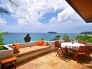 Outdoor patio with ocean view