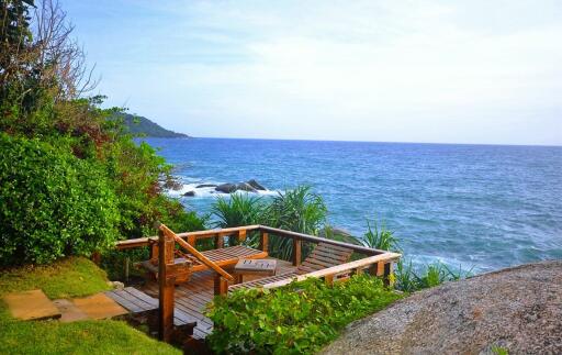 Ocean view from a wooden deck