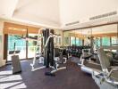 Fully equipped fitness center with various exercise machines