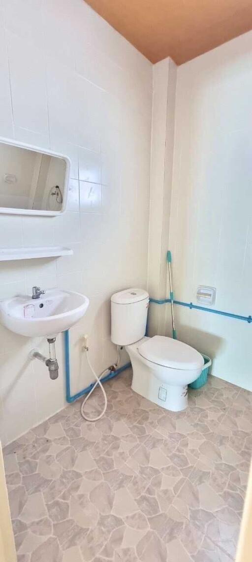 Small bathroom with essential fixtures