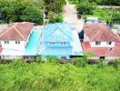 Aerial view of residential homes