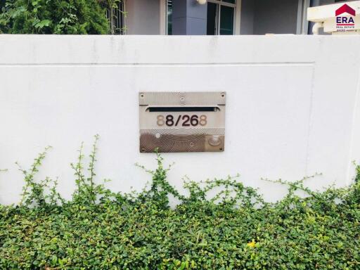 Building facade with address plaque