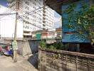 Street view of urban residential buildings