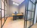 Modern office space with glass partitions